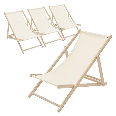 ECD Germany  Garten-Liegestuhl 4er Set Sonnenliege Beige Klappliegestuhl Relaxliege
