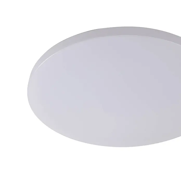 Lindby Außenwand- & Deckenleuchte Doki - weiß / opal, IP44 - Weiße, runde, flache LED-Deckenleuchte mit mattem Diffusor.
