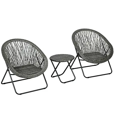 Outsunny  Gartenstuhl-Set 3-teilig, mit Tisch