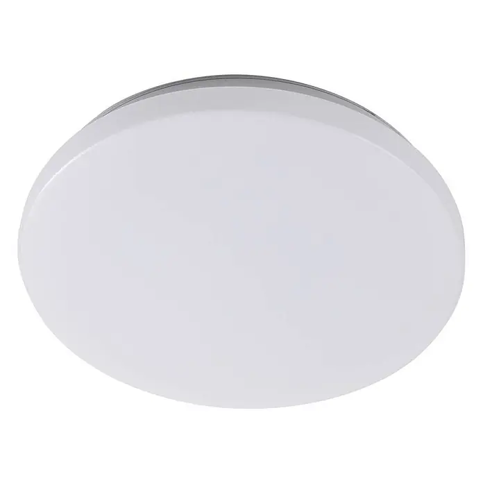 Lindby Außenwand- & Deckenleuchte Doki - weiß / opal, IP44 - Runde weiße LED-Deckenleuchte mit hellgrauem Rand.