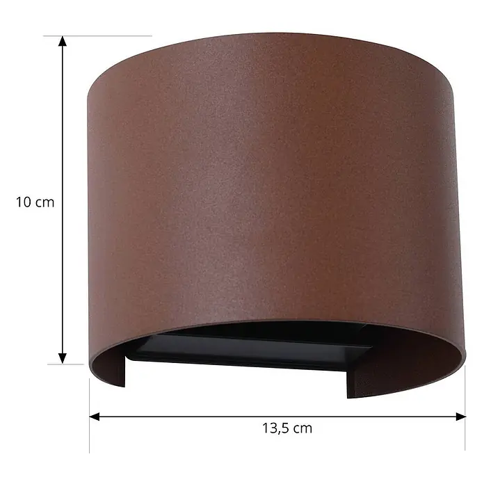 Lindby Außenwandleuchte Dara - braun / rost, IP54 - Braune, zylindrische Up-and-Down Wandleuchte mit Textur, 10 cm hoch und 13,5 cm breit.