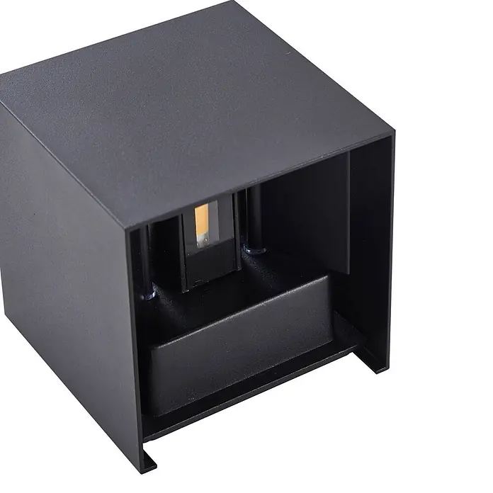 Lindby Außenwandleuchte Nivar - schwarz, IP54 - Schwarze, quadratische Außenwandleuchte mit integrierter LED für Up- und Downlight.