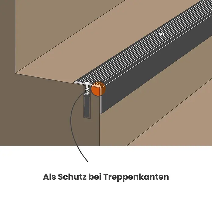 Dalsys Abschlussleiste 200cm Treppenkantenprofil 30mm x 30mm Treppenwinkel Gold -  - Silbernes Treppenkantenprofil mit Anti-Rutsch-Streifen, verschraubt als Kantenschutz.