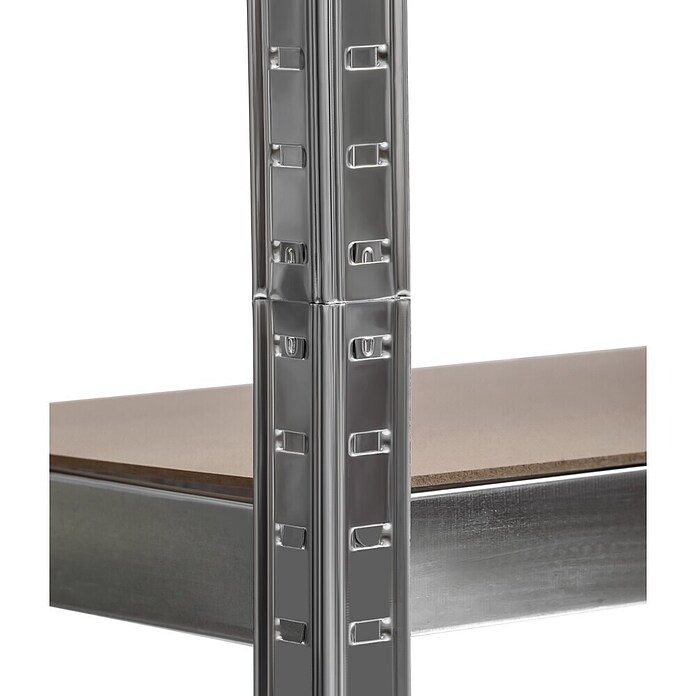 Schulte Schwerlastregal (H x B x T: 180 x 130 x 45 cm, Traglast pro Boden: 150 kg, Anzahl Böden: 5 Stk., Stecken, Silber) | BAUHAUS