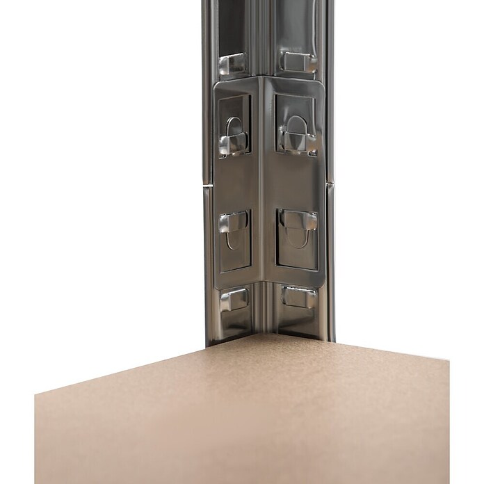 Schulte Schwerlastregal (H x B x T: 180 x 130 x 45 cm, Traglast pro Boden: 150 kg, Anzahl Böden: 5 Stk., Stecken, Silber) | BAUHAUS