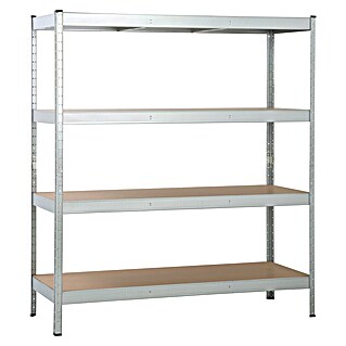 Schulte Schwerlastregal (H x B x T: 180 x 160 x 60 cm, Traglast pro Boden: 250 kg, Anzahl Böden: 4 Stk., Stecken, Silber)