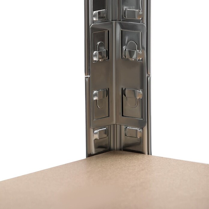 Schulte Schwerlastregal (H x B x T: 180 x 160 x 60 cm, Traglast pro Boden: 250 kg, Anzahl Böden: 4 Stk., Stecken, Silber) | BAUHAUS