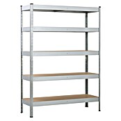 Schulte Schwerlastregal (H x B x T: 180 x 130 x 45 cm, Traglast pro Boden: 150 kg, Anzahl Böden: 5 Stk., Stecken, Silber) | BAUHAUS