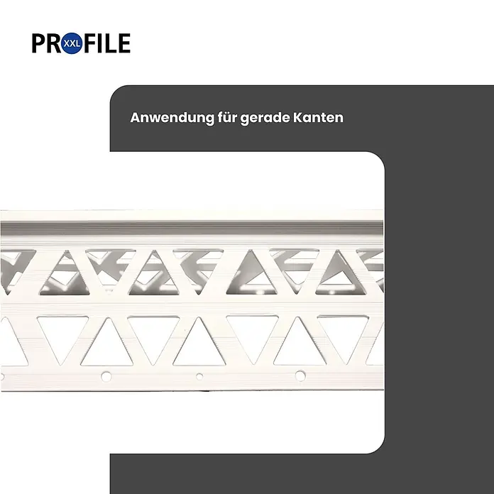 ProfileXXL Kantenschutz für Trockenbau 2,5m Eckschutzprofil 40 x 40 x 6mm Putzschiene PVC Weiß - Weiß - Silbernes Metallprofil mit dreieckigen Aussparungen und gerippter Oberfläche, geeignet für gerade Kanten.