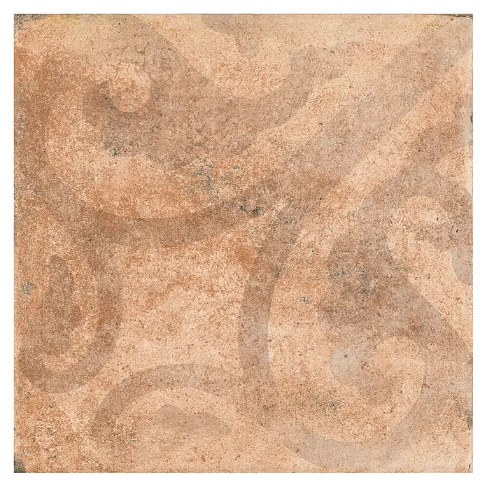 Feinsteinzeugfliese Heredad Greek avena - 24,8 x 24,8 cm, Cotto, Matt - Rustikale braune Fliese mit verblasstem, dezentem Wirbelmuster.