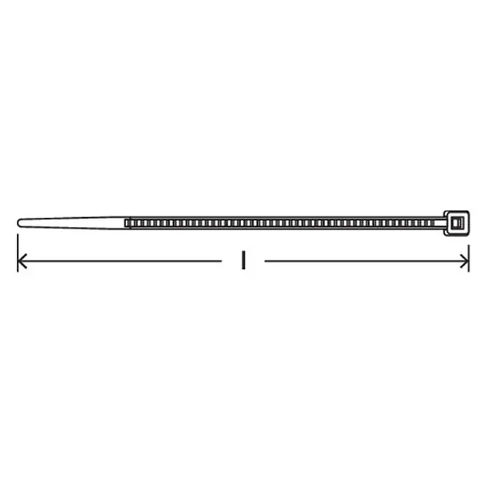 Fischer Kabelbinder mit Sockel - Für Kabel und Rohrleitungen von/bis 8 - 32 mm, 80 Stk. - Dunkelgrauer Kunststoff-Kabelbinder mit Rastermechanismus und verjüngtem Ende, mit Längenangabe 'l'.