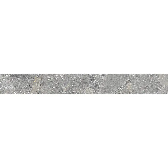 Sockelfliese Monte - 7 x 60 cm, Grigio, Matt - Graue Steinoptik-Oberfläche mit weißen und goldenen Adern.