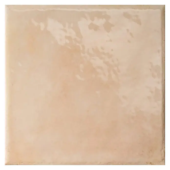 Wandfliese Misura - 20 x 20 cm, Pesca, Glänzend - Hellbeige Keramikfliese mit glänzender, unebener Oberfläche.