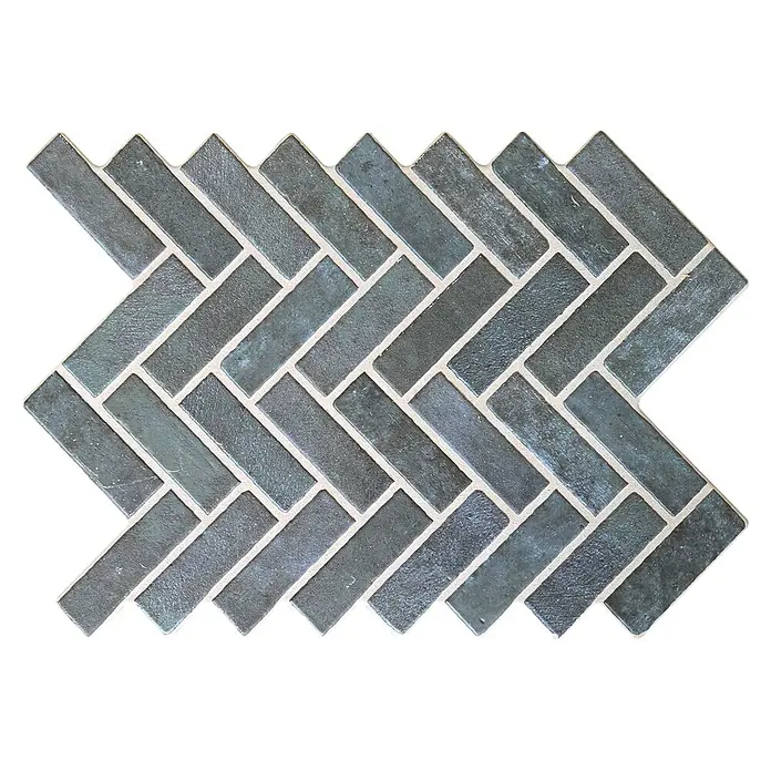 Wandfliese Cello Fischgrät - 40 x 60 cm, Blu, Glänzend - Dunkelgraue Keramikfliesen in Fischgrätmuster.