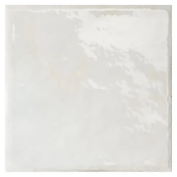 Wandfliese Misura - 20 x 20 cm, Nuvola, Glänzend - Glänzende, cremefarbene Keramikfliese mit unregelmäßiger, handgefertigter Oberfläche.
