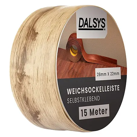 Dalsys  Weichsockelleiste 15m Weichsockelleiste selbstklebend Gebleichte Eiche