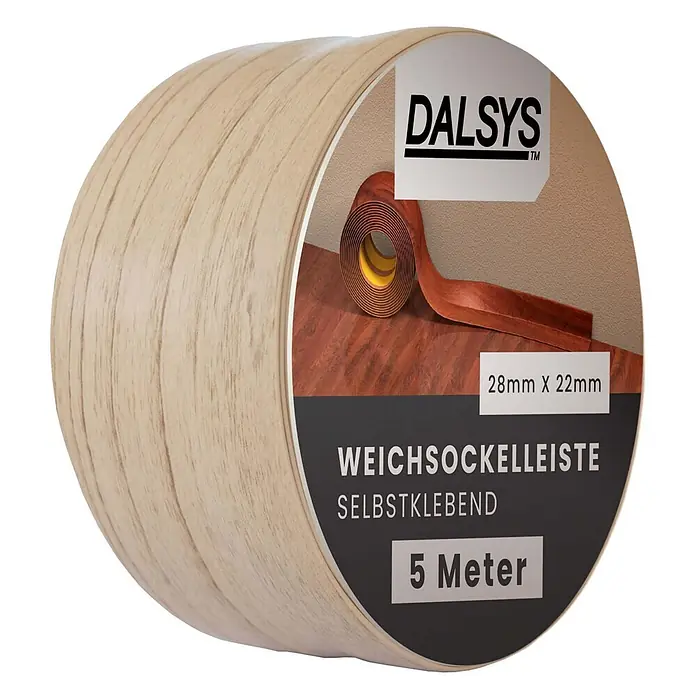 Dalsys Weichsockelleiste 5m Weichsockelleiste selbstklebend Buche -  - Helle Holzoptik selbstklebende Weichsockelleiste auf Rolle, 5 Meter lang.