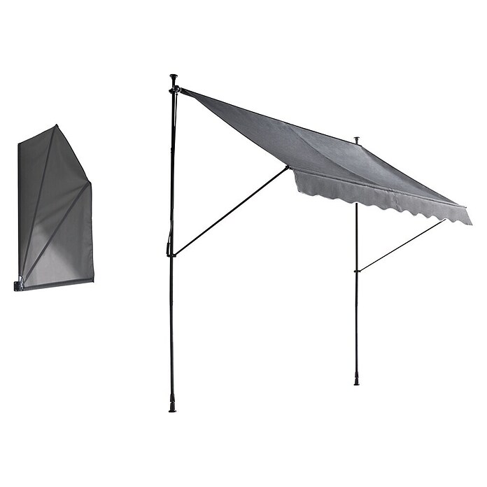 Sunfun Klemmmarkise / Senkrechtmarkise (Anthrazit, Breite: 2,5 m, Ausfall: 1,3 m) | BAUHAUS