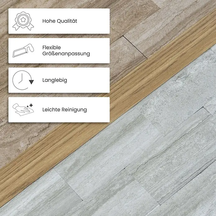Dalsys Abschlussleiste 100cm Übergangsprofil, Verbindungsprofil Aluminium Buche -  - Übergangsleiste in Holzoptik zwischen zwei Bodenarten, mit vier Merkmalen wie Hohe Qualität und Leichte Reinigung.