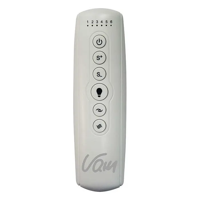 Vam Deckenventilator Energiespar Deckenventilator ECO-LED weiß 167 cm - Weiß, 1.670 mm, 55 W - Weiße Fernbedienung für Ventilator und Licht mit Power-, Geschwindigkeits-, Licht- und Lüftermodus-Tasten sowie 6 Anzeigen.