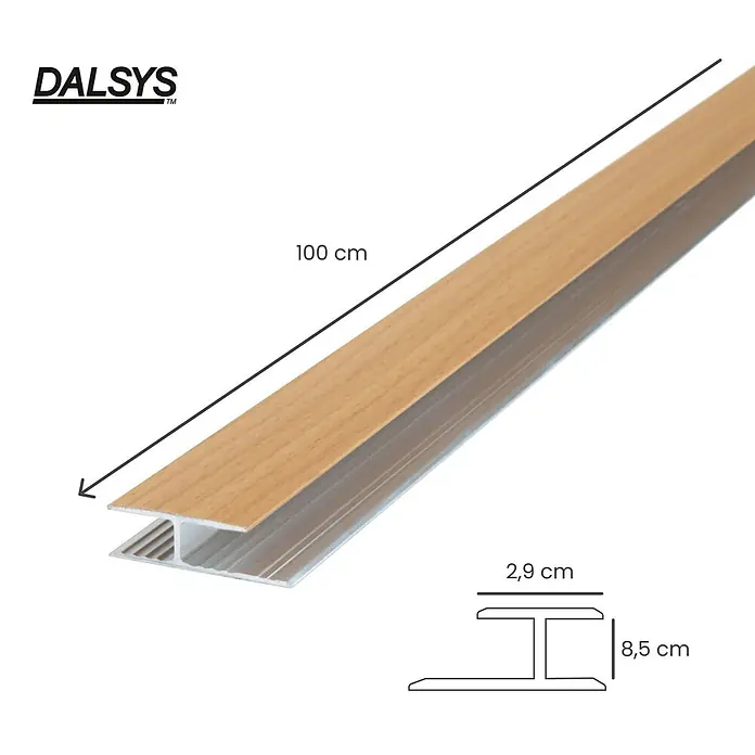 Dalsys Abschlussleiste 100cm Übergangsprofil, Verbindungsprofil Aluminium Buche -  - DALSYS Übergangsprofil aus Aluminium mit Holzoptik, 100 cm lang, 2,9 cm breit.