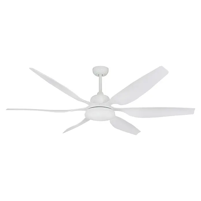 Vam Deckenventilator Energiespar Deckenventilator ECO-LED weiß 167 cm - Weiß, 1.670 mm, 55 W - Weißer Deckenventilator mit fünf gebogenen Flügeln und integrierter Beleuchtung.