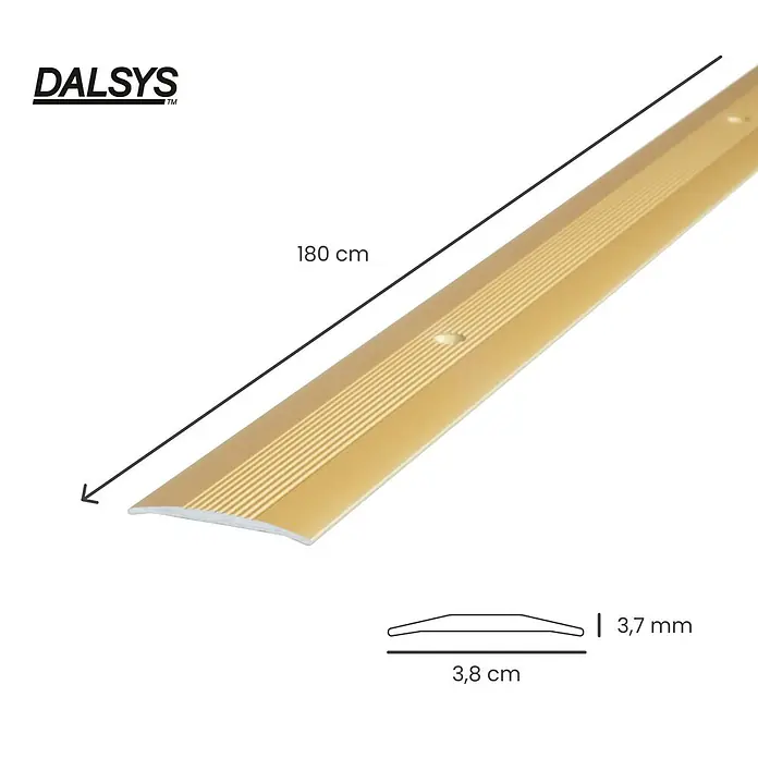 Dalsys Abschlussleiste 180cm Übergangsprofil 38mm Anpassungsprofil inkl. Befestigung Gold -  - Goldenes Metall-Bodenübergangsprofil, 180 cm lang, 3,8 cm breit, 3,7 mm dick.