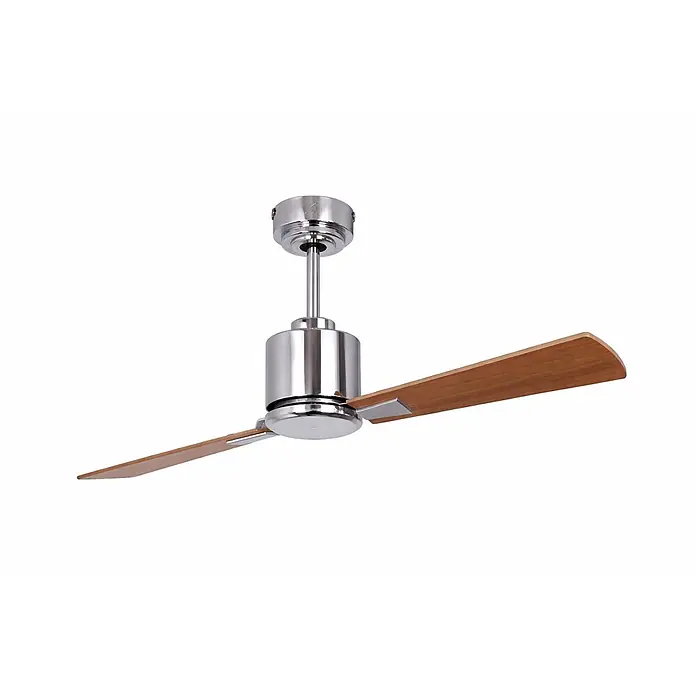 Vam Deckenventilator Energiespar Deckenventilator FACTORY chrome 90 cm Teak-Rosenholz - TEAK-ROSENHOLZ, 900 mm, 31 W - Chromdeckenventilator mit zwei Naturholzflügeln.