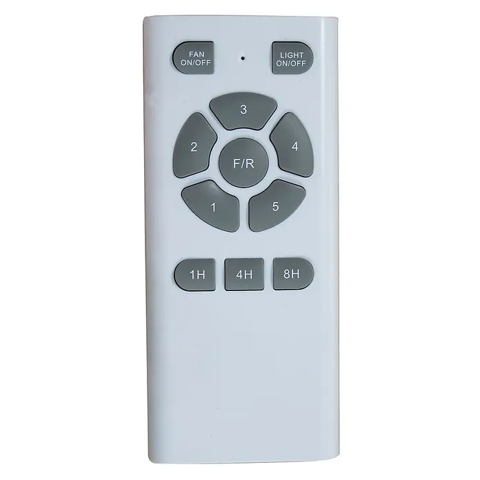 Vam Deckenventilator VOGUE LED weiß 193 cm - WEIß, 1.930 mm, 45 W - Weiße Fernbedienung mit grauen Tasten für Ventilator und Licht. Ventilatorstufen 1-5, F/R, Ein/Aus für Ventilator/Licht und Timer-Optionen 1H, 4H, 8H.
