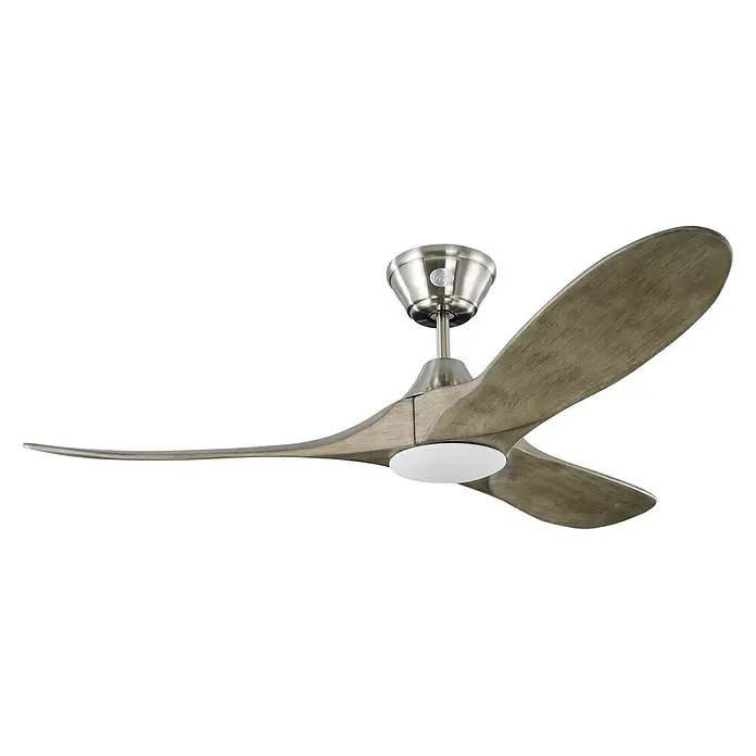 Vam Deckenventilator Energiespar Deckenventilator KOA LED Nickel grey-washed 132 cm - Grey-wash, 1.320 mm, 27 W - Moderner Deckenventilator mit gebürstetem Nickel, grauen Holz-Blättern und integriertem LED-Licht.
