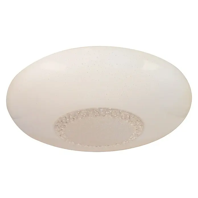 Tween Light LED-Deckenleuchte rund Mara - 60 W, Ø x H: 60 x 10,5 cm, Weiß/Klar, Mehrfarbig - Weiße Deckenleuchte mit rundem Design und dekorativem Element in der Mitte für eine angenehme Beleuchtung.
