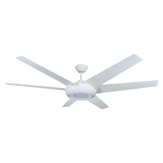 Vam Deckenventilator Energiespar Deckenventilator EMPIRE LED weiß 153 cm - Weiß, 1.530 mm, 37 W - Weißer moderner Deckenventilator mit sechs Flügeln und integrierter LED-Beleuchtung.