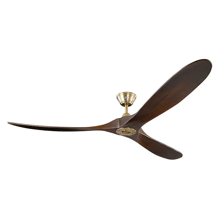 Vam Deckenventilator Energiespar Deckenventilator KOA messing soft 178 cm - Naturholz, 1.780 mm, 27 W - Deckenventilator mit drei dunkelbraunen Holzflügeln und Messingakzenten.