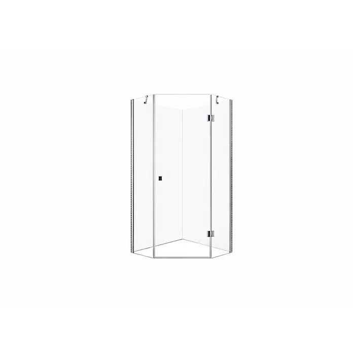 Glaszentrum Hagen Eckdusche 100x100x195 cm Aya 5eck Duschkabine - 100 x 100 x 195 cm, Imprägniert, Farblos, Stärke: 8 mm - Sechseckige Glasdusche mit Chrombeschlägen.