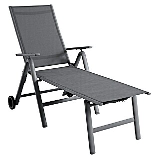 Sunfun Maja Gartenliege (L x B x H: 189 x 77 x 45 cm, Anthrazit, Metall, Rollbar)