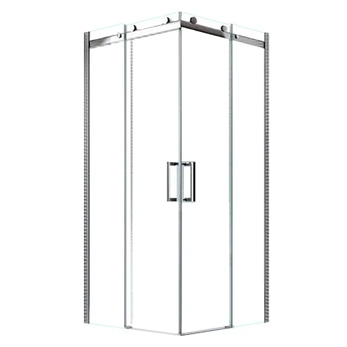 Glaszentrum Hagen Eckdusche 90x90x195 cm Artemis EckDusche Slide-Tür inkl. Tasse - 90 x 90 x 195 cm, Imprägniert, Farblos, Stärke: 8 mm - Glastrenndusche aus klarem Glas mit Chromrahmen und Schiebetüren.
