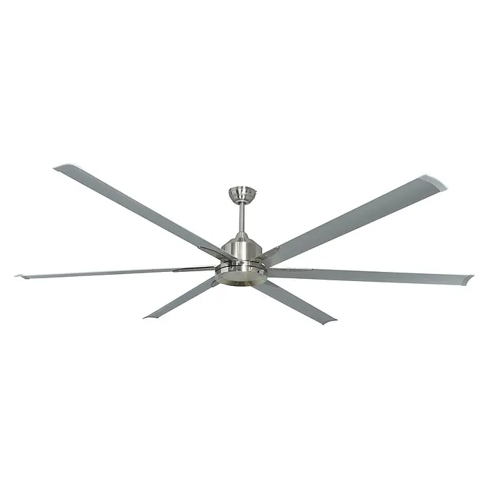 Vam Deckenventilator THE BIG 210 Nickel matt - Nickel matt, 2.130 mm, 47 W - Moderner Deckenventilator aus gebürstetem Silber mit sechs hellgrauen Flügeln zur effizienten Luftzirkulation.