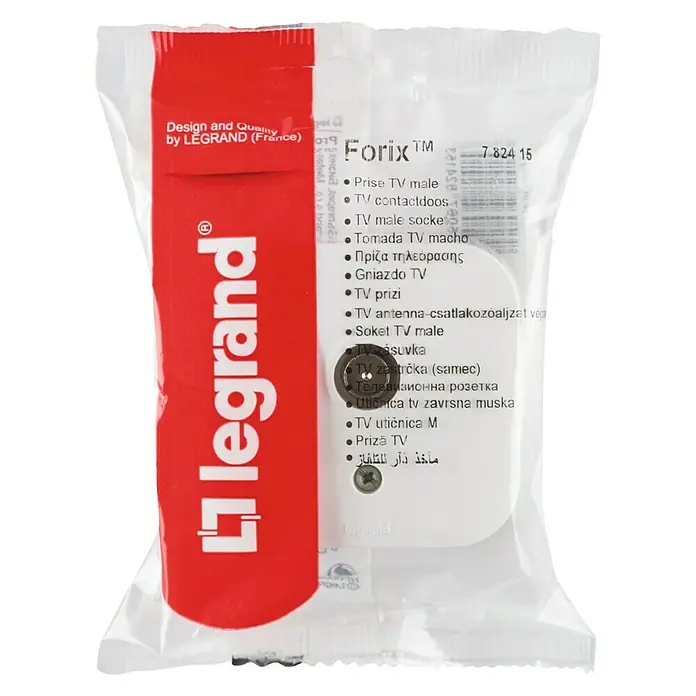 Legrand Forix Toma TV - Blanco, Plástico, Montaje en la pared - Clavija macho TV Legrand Forix™ en su embalaje. Diseño de alta calidad para conexiones de TV domésticas fiables.
