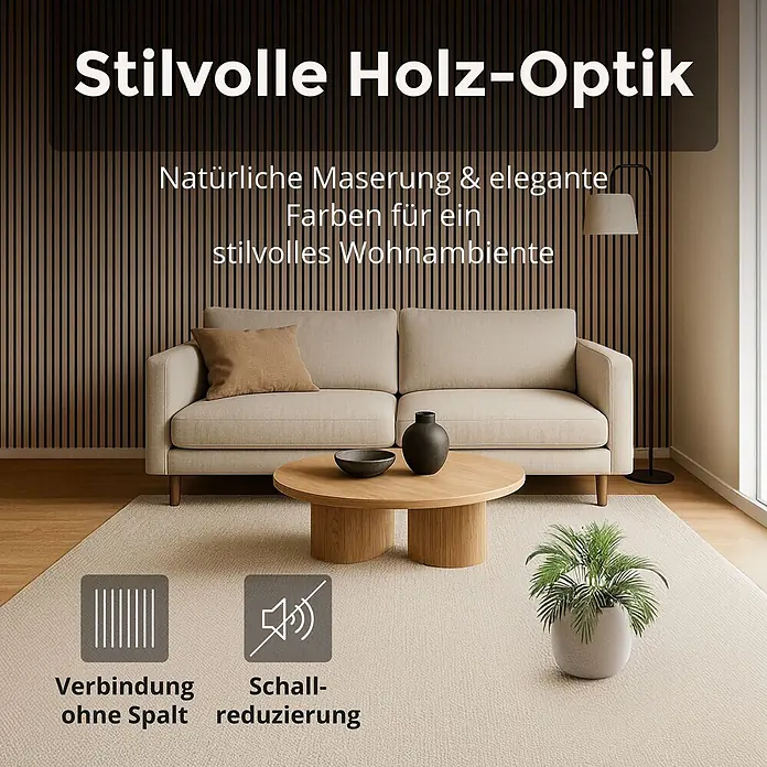 Dalsys Akustikpaneel 4x 60 x 60cm Eiche Hell - Beige - Stilvolle Holz-Akustikpaneele mit natürlicher Maserung für elegantes Wohnambiente und Schallreduzierung.