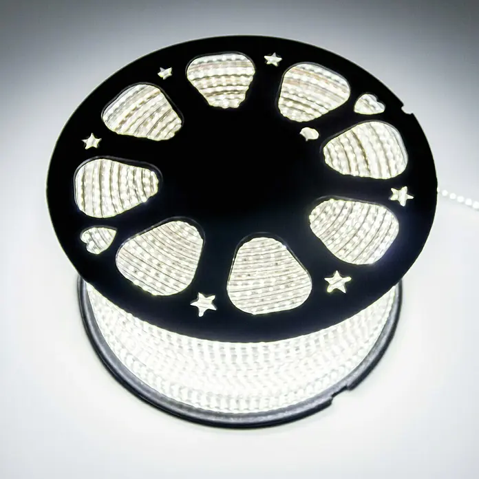 Alverlamp Tira LED LT220 - Largo: 100 m, Color de luz: Blanco neutro, 12 W - Guirnalda de luces LED en rollo con tapa negra decorativa con diseños de estrellas y corazones. Ideal para iluminación ambiental.