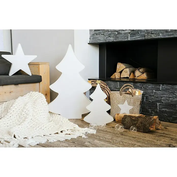 8 Seasons Design Shining LED-Weihnachtsleuchte Tree - 6 W, Weiß, L x B x H: 10 x 28 x 38 cm - Festliche Dekoration mit leuchtenden weißen Weihnachtsbäumen und Sternen, die eine warme, weihnachtliche Atmosphäre schaffen.