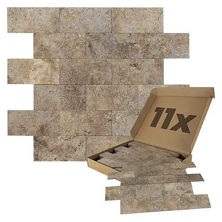 Dalsys  Wandfliese 1m² Selbstklebende Fliesen Stein- und Marmor Optik 11 Stück Beige