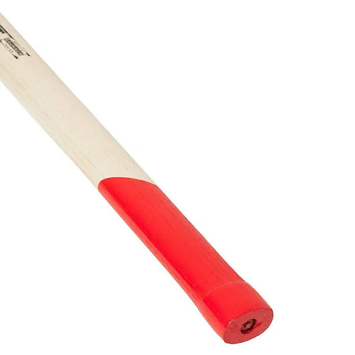 Wisent Vorschlaghammer5.000 g - Detailaufnahme von einem Holzstiel mit roter Griffzone, ideal für Werkzeuge.