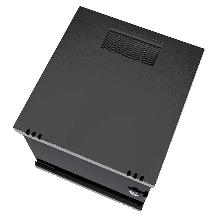 Schutzgehäuse hb-digital Netzwerkschrank 6-12HE 10 Zoll - 312 mm x 300 cm x 330 mm - Schwarzes, texturiertes Datengehäuse mit Bürstenkabeldurchführung oben und Seitenschloss.