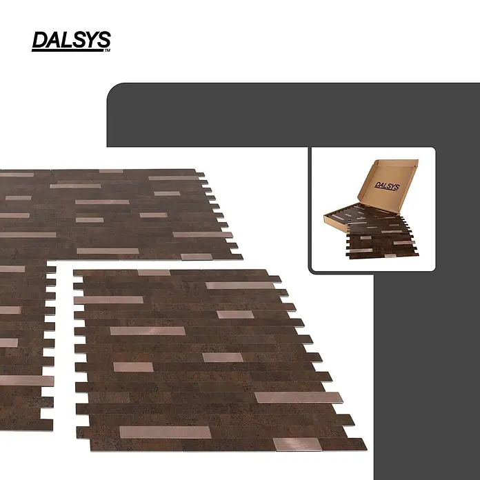Dalsys Wandfliese 1m² Selbstklebende Fliesen Marmor- und Steinoptik 11 Stück Rost Kupfer - 29,2 x 29,8 cm, Rot - DALSYS selbstklebende Mosaikfliesen in Braun- und Kupfertönen mit Metallic-Finish, teilweise in der Verpackung.