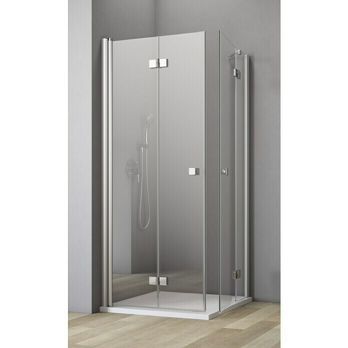 GEO Hit Eckdusche B-E430 (90 x 90 x 202,2 cm, Unbeschichtet, Stärke: 6 mm, Silber)