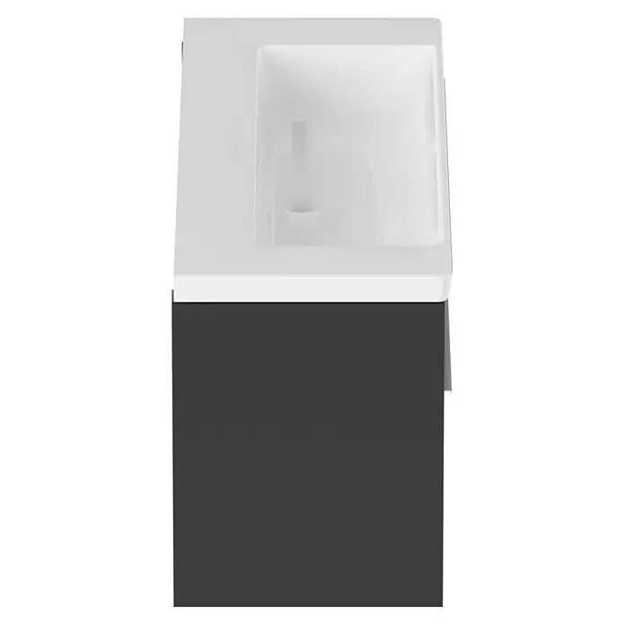Villeroy & Boch Subway 3.0 Badmöbel-Set - Gesamtbreite Badmöbel: 127,2 cm, Graphite, Hahnloch: Ohne, Waschbecken in Weiß Alpin mit schmutzabweisender Glasur, Eine große Waschschüssel - Dunkelgrauer Badunterschrank mit integriertem weißem Waschbecken.