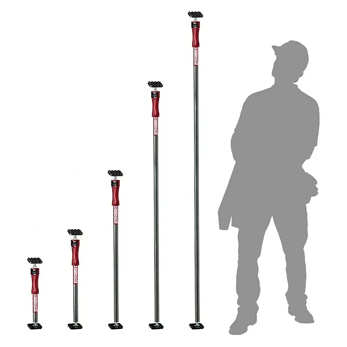 Piher Puntal regulable P2 - Anchura de expansión: 95 cm - 170 cm, Rojo/Negro - Los puntales de apoyo ajustables en diferentes tamaños son esenciales para trabajos en obras.