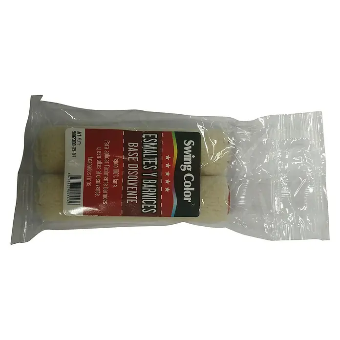 Recambio de rodillos Velour - Ancho: 10 cm, Diámetro: 1,7 cm - Paquete de rodillos de pintura Swing Color para pinturas a base de disolvente, ideal para acabados lisos.
