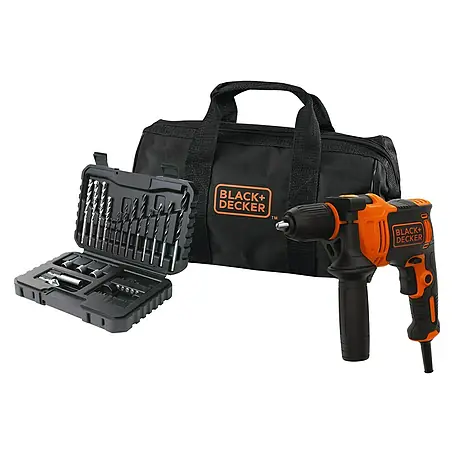 Black+Decker  Taladro percutor BEH710 + kit de 32 accesorios